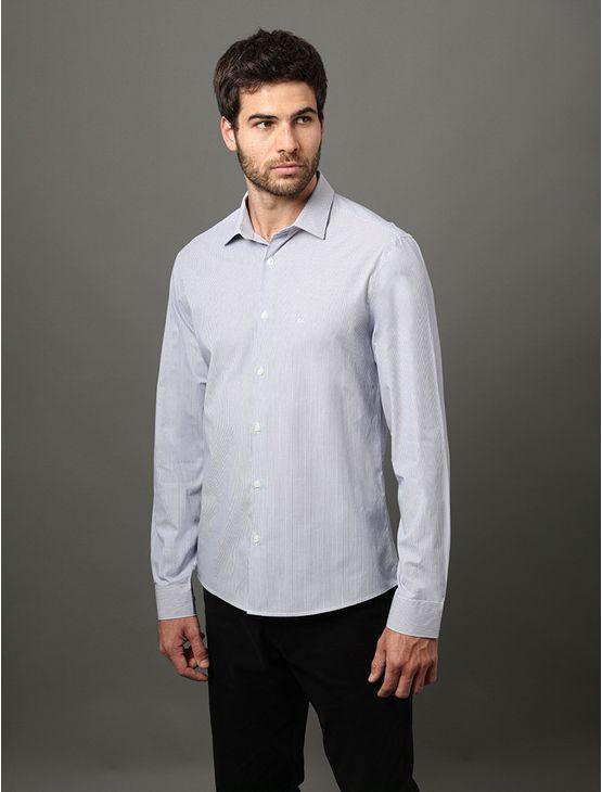 Camisa Masculina Slim Fio 60 Calvin Klein - Marinho Camisa Masculina Slim Fio 60 Calvin Klein Marinho 6