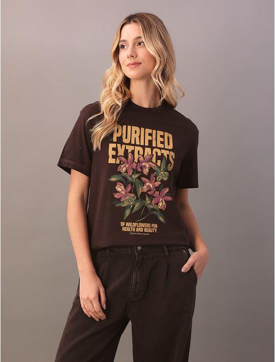 Camiseta Manga Curta Calvin Klein Jeans Feminino Silk Purified Extrac - Marrom Camiseta Manga Curta Calvin Klein Jeans Feminino Silk Purified Extrac Marrom Pp