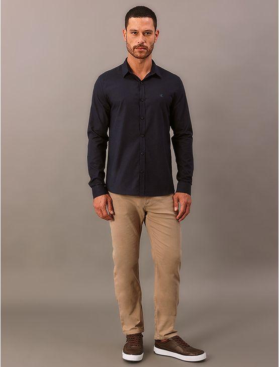 Camisa Manga Longa Calvin Klein Jeans Slim Cotton Linen - Marinho Camisa Manga Longa Calvin Klein Jeans Slim Cotton Linen Marinho m