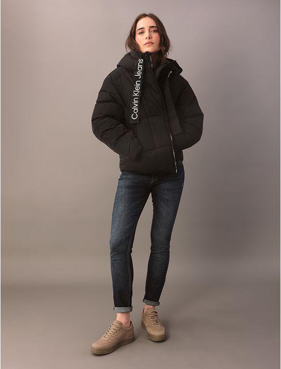 Jaqueta Feminina Curta Com Cadarço Largo Calvin Klein - Preto Jaqueta Feminina Curta Com Cadarço Largo Calvin Klein Preto m