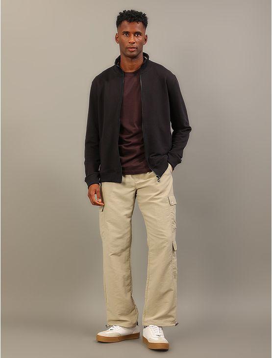 Moletom Calvin Klein Jeans Masculino Gola Listras - Preto Moletom Calvin Klein Jeans Masculino Gola Listras Preto p