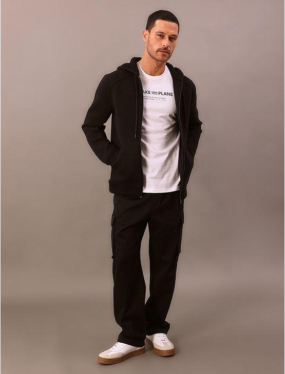 Casaco Masculino Calvin Klein Jeans Dublado Com Capuz Tricô - Preto Casaco Masculino Calvin Klein Jeans Dublado Com Capuz Tricô Preto m