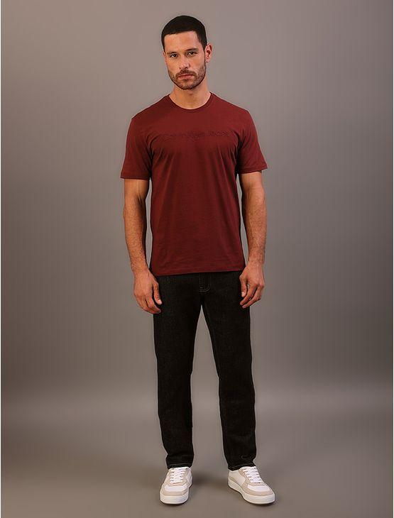 Camiseta Manga Curta Calvin Klein Jeans Masculino Embossed+bordado - Bordo Camiseta Manga Curta Calvin Klein Jeans Masculino Embossed+bordado Bordo Pp