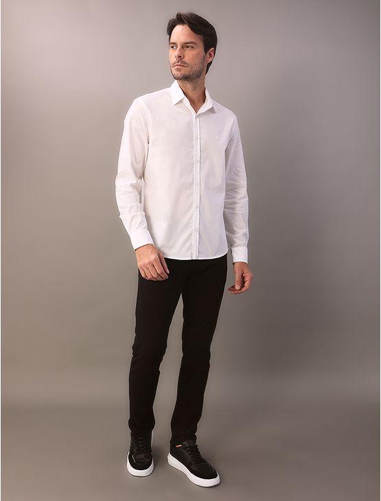 Camisa de Manga Longa Masculina Regular Estampa Ck Bordada Calvin Klein - Branco Camisa de Manga Longa Masculina Regular Estampa Ck Bordada Calvin Klein Branco 3