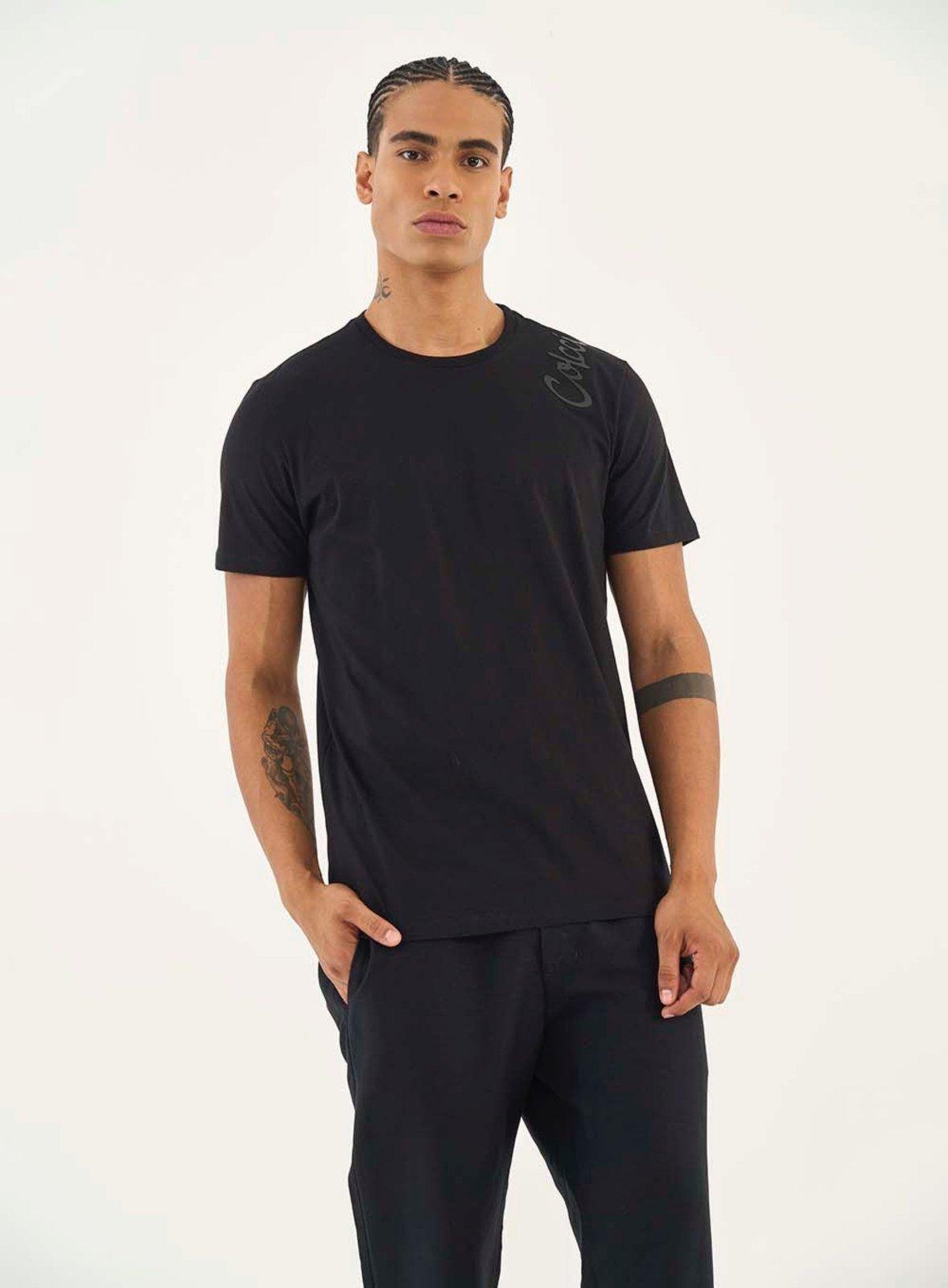 Camiseta Slim Com Logo Estampada Colcci Preto