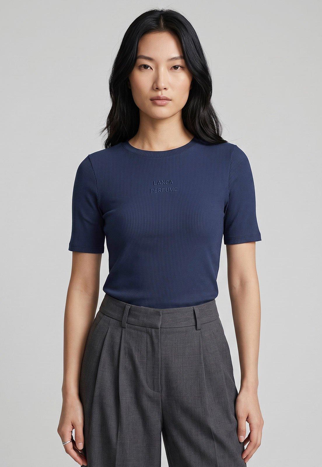 Blusa Feminina Lança Perfume Canelada Azul
