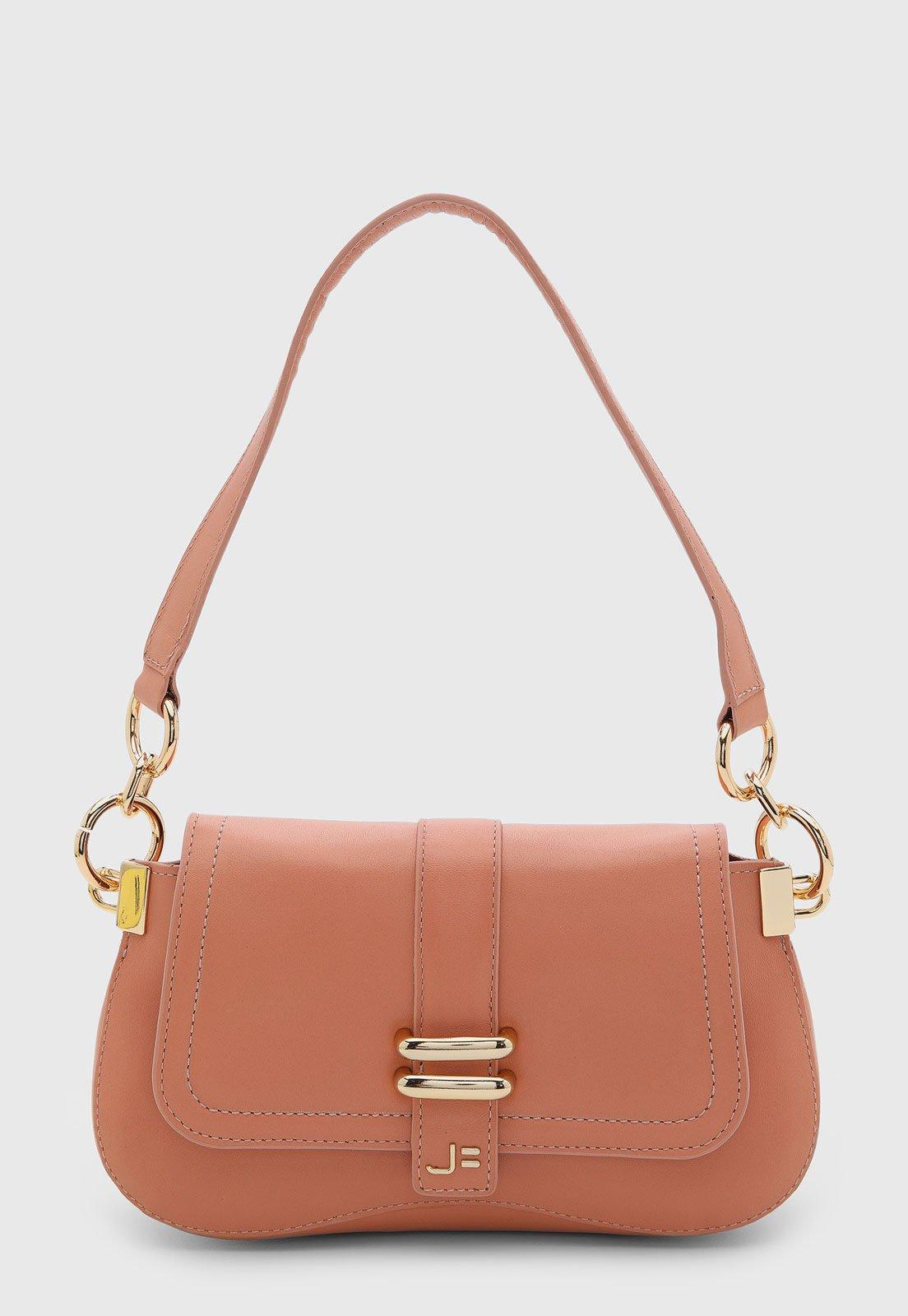 Bolsa Feminina Jorge Bischoff Couro Alça Corrente Rosa