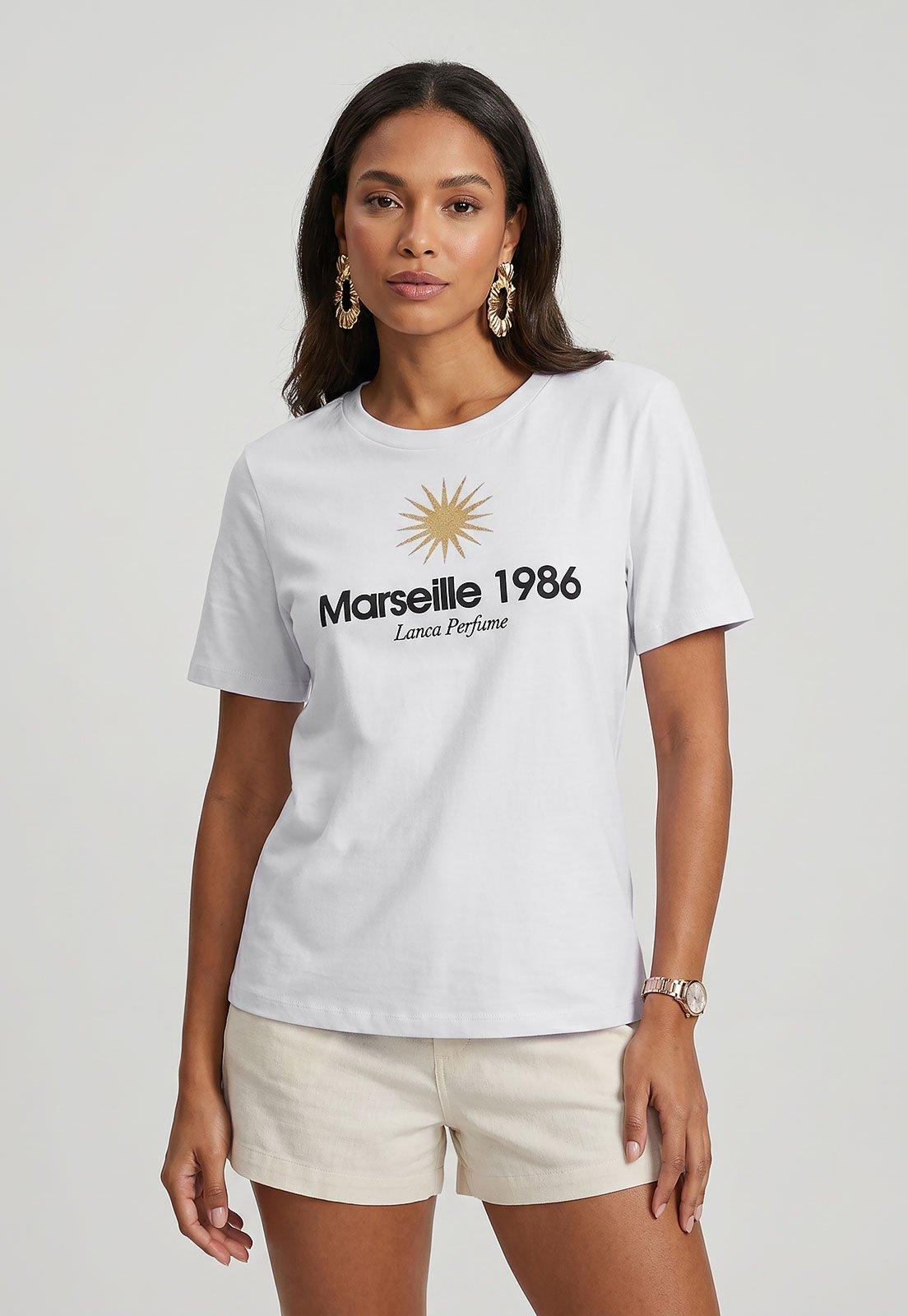 Camiseta Feminina Lança Perfume Marseille 1986 Branca