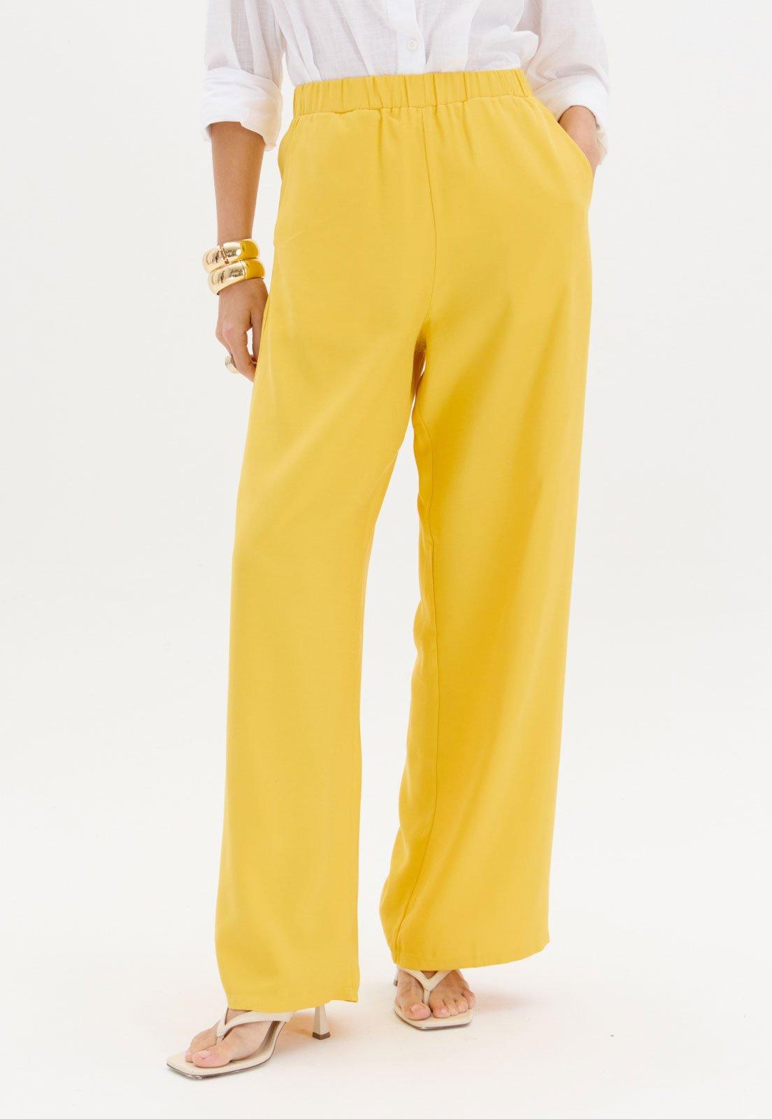 Calça Feminina Lança Perfume Ampla Amarela