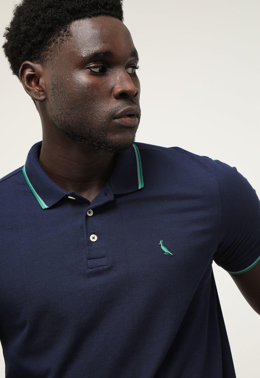 Camisa Polo Reserva Reta Friso Duplo Azul-Marinho