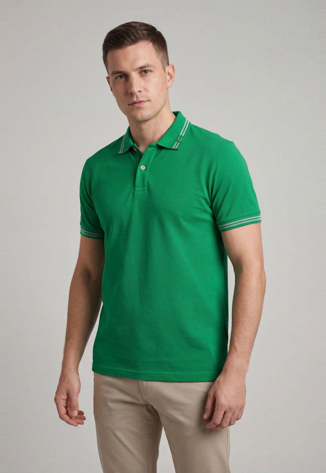 Camisa Polo Masculina Colcci Piquet Frisos Verde