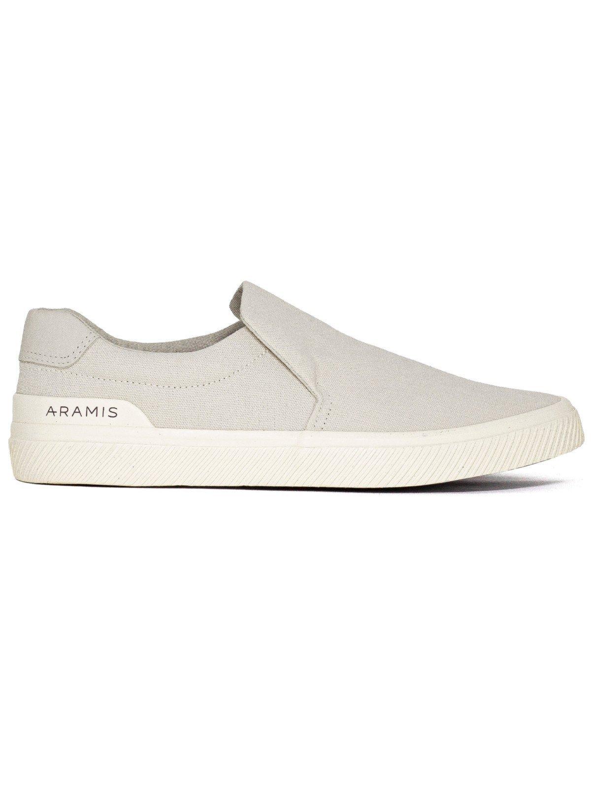 Tênis Masculino Slip On Aramis Daily Slip Canvas Casual Elástico Confortável AM037 Bege
