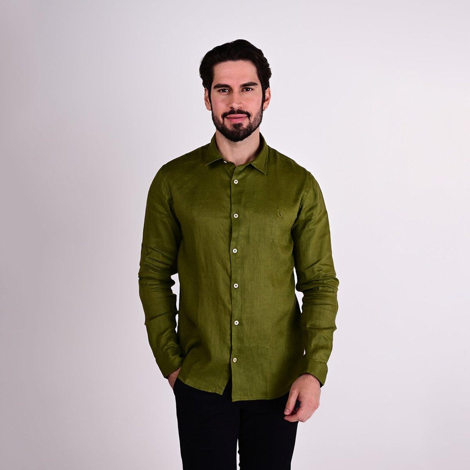 Camisa Reserva Linho Tinturado Verde Militar
