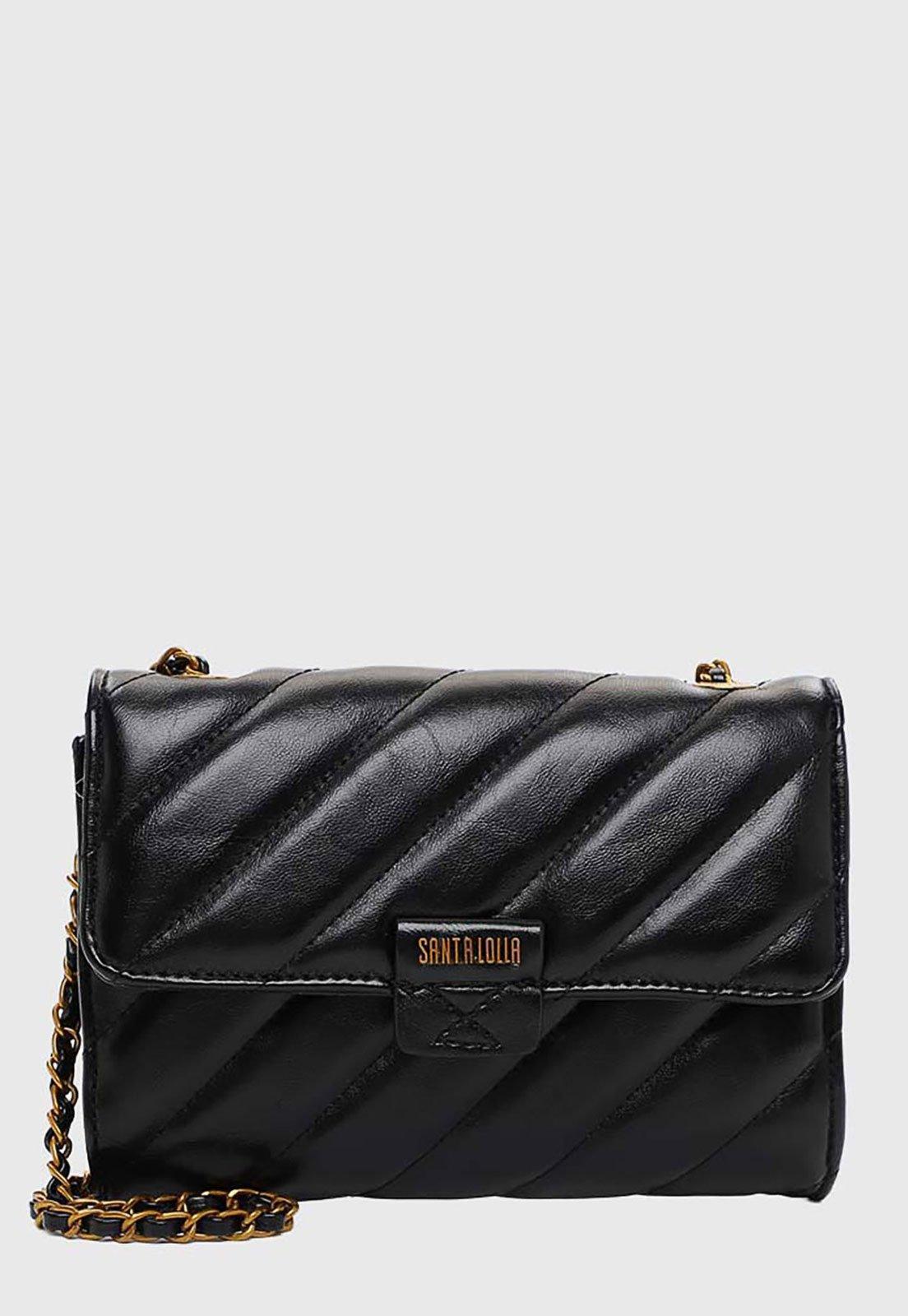 Bolsa Feminina Santa Lolla Matelassê Corrente Preta
