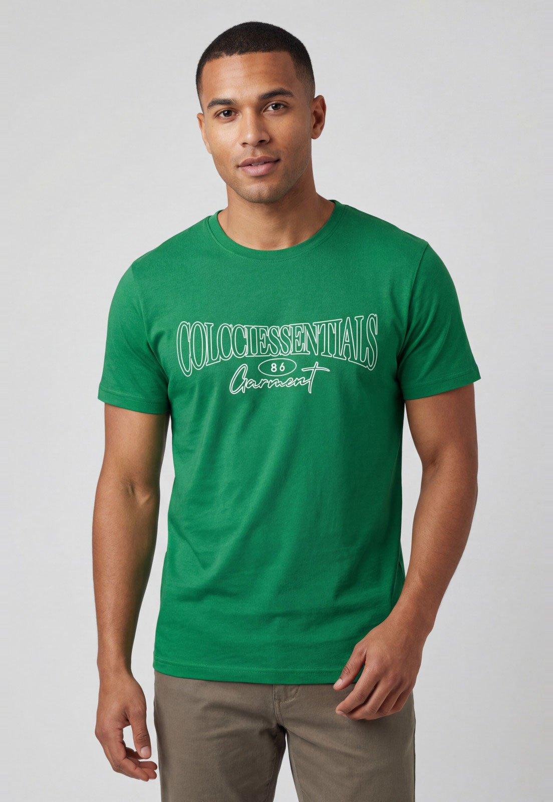 Camiseta Masculina Colcci Estampa Essentials Verde