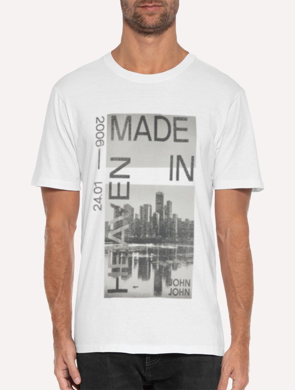 Camiseta John John Masculina Regular City Branca