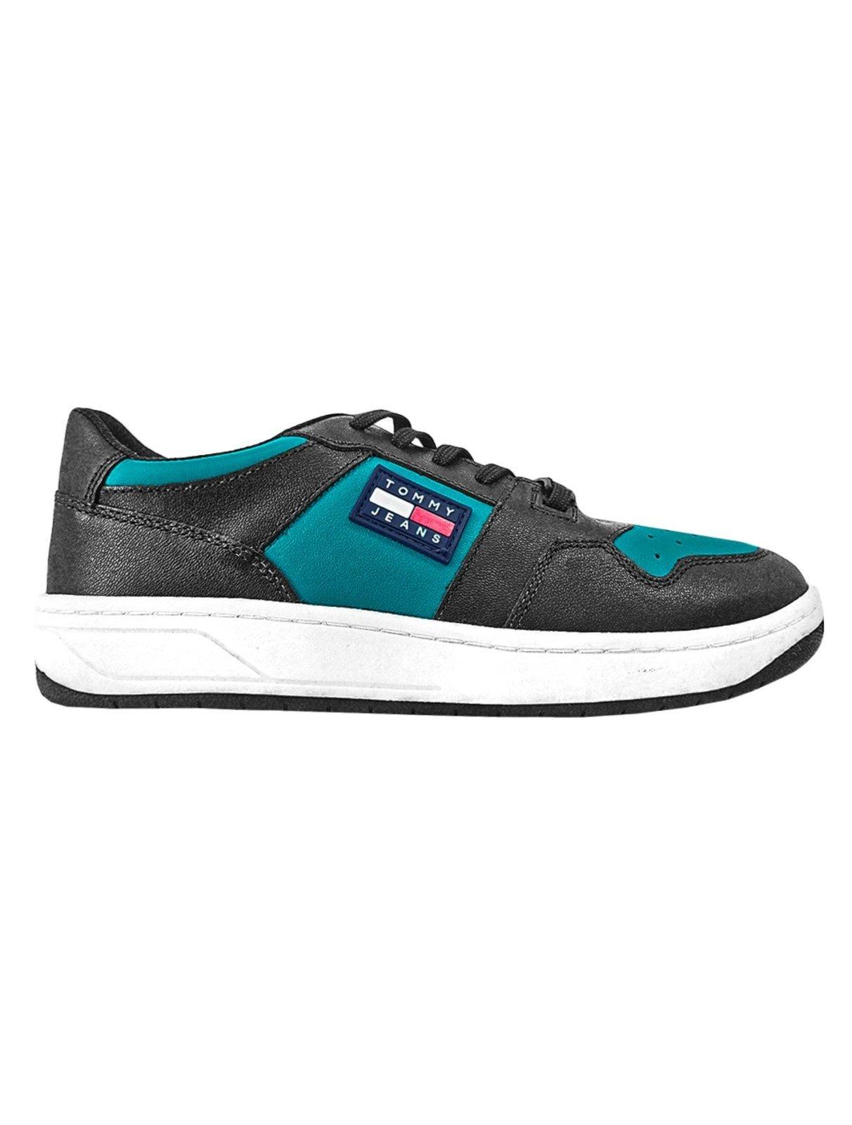 Tênis Tommy Jeans Masculino Couro Zion 4C3 Turquesa/Preto
