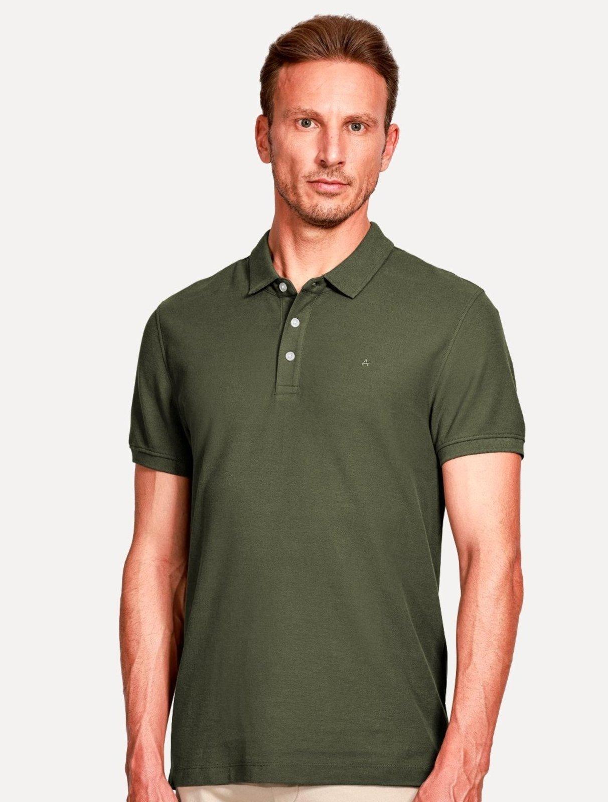 Polo Aramis Masculina Cotton Piquet Basic Verde Militar
