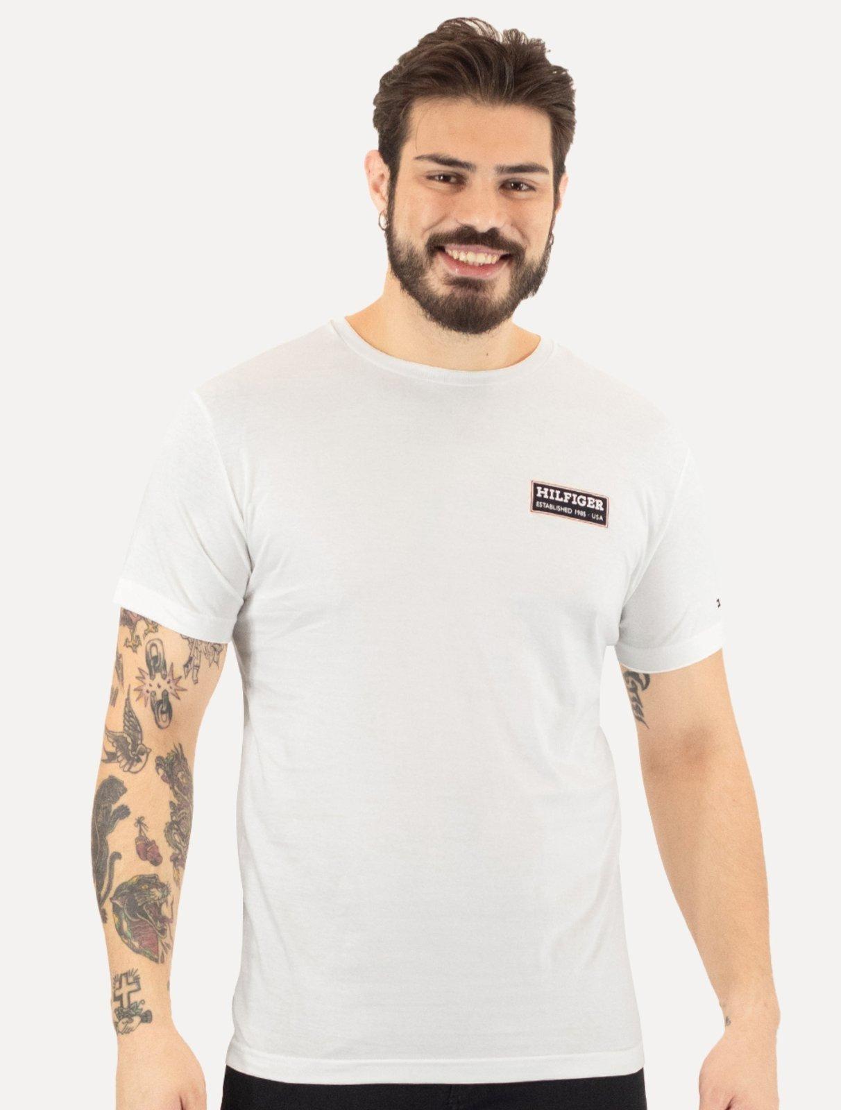 Camiseta Tommy Hilfiger Masculina Regular Printed Badge Color Branca