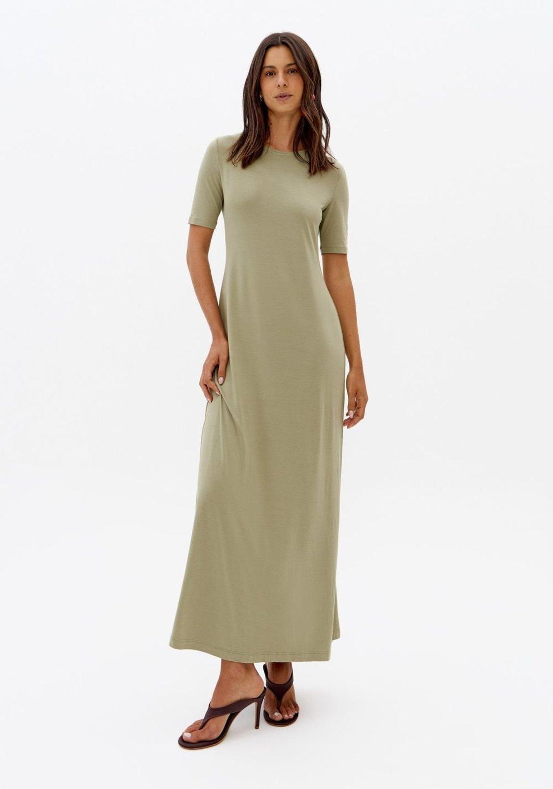 Vestido Super Midi Manga Curta De Malha Lança Perfume