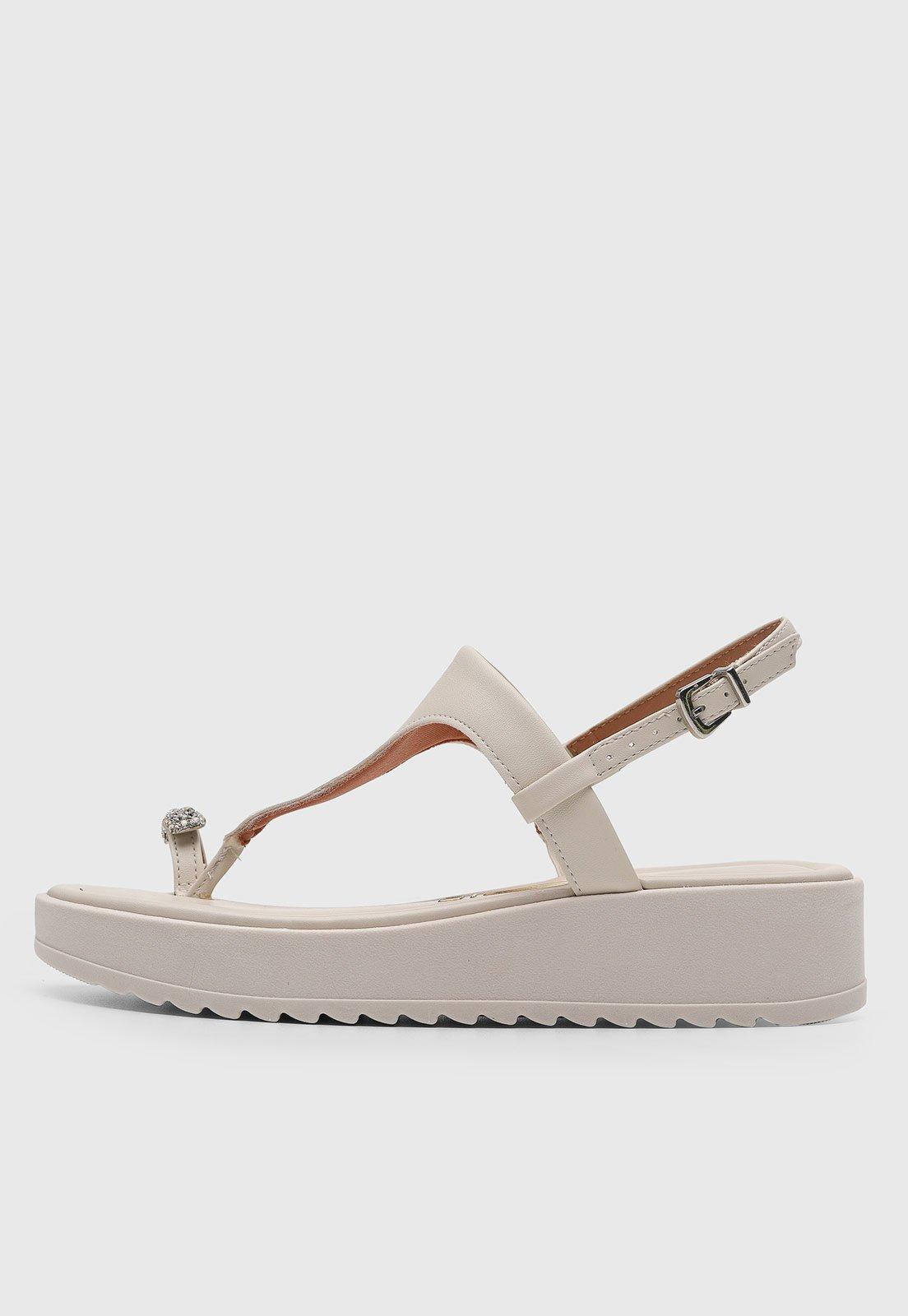 Sandália Feminina Vizzano Plataforma Pedraria Off-White