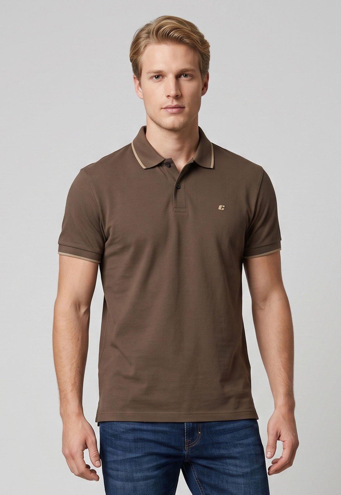 Polo Masculina Colcci Piquet Marrom