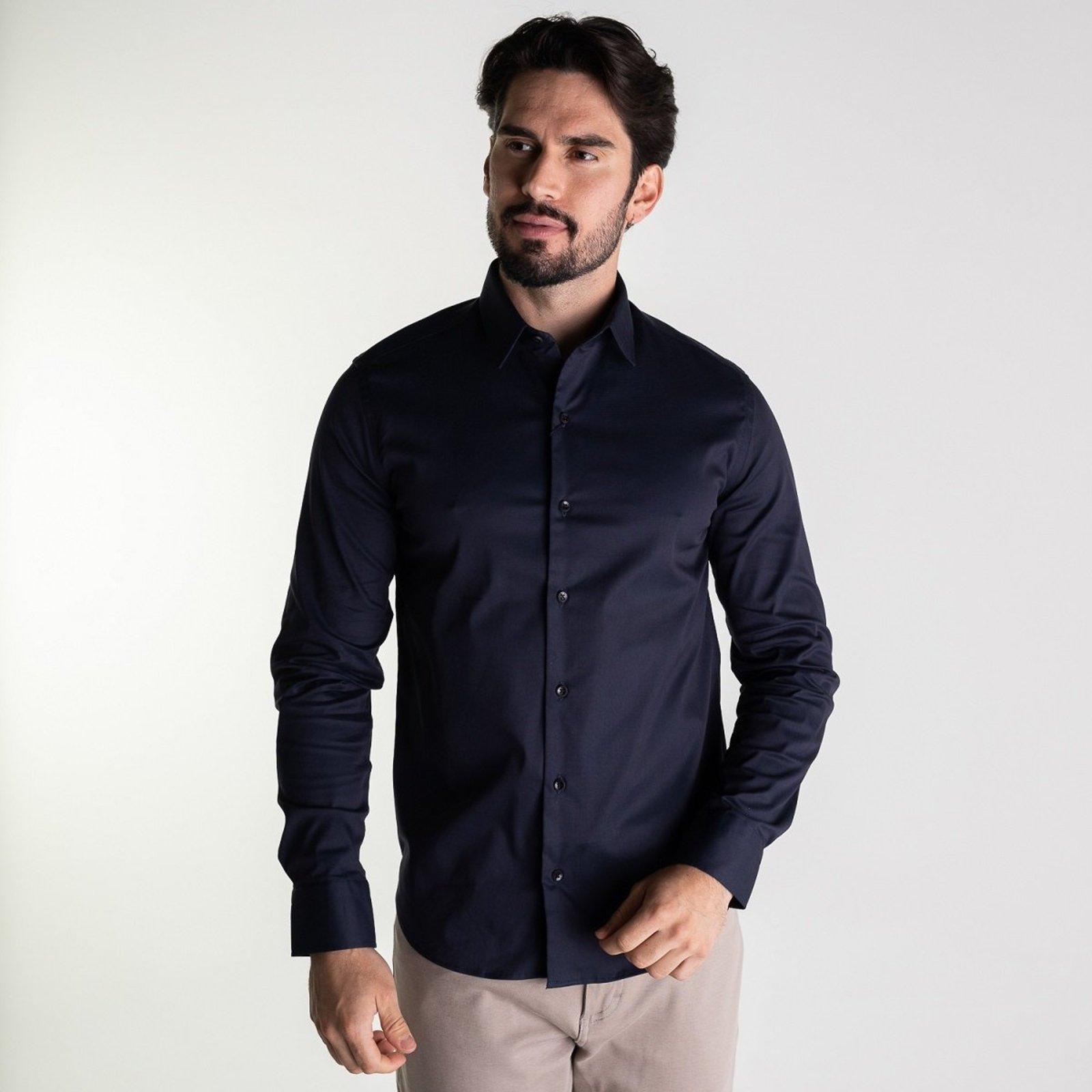 Camisa Oficina Reserva Algodão Blend Azul Marinho