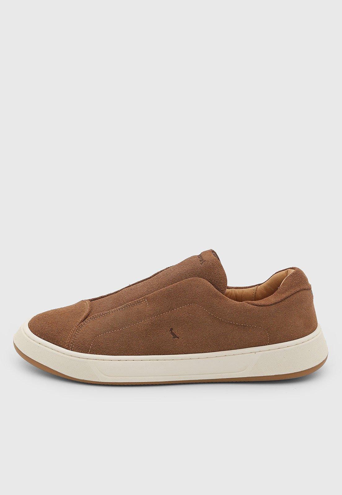 Tênis Masculino Reserva Slip-on Couro Caramelo