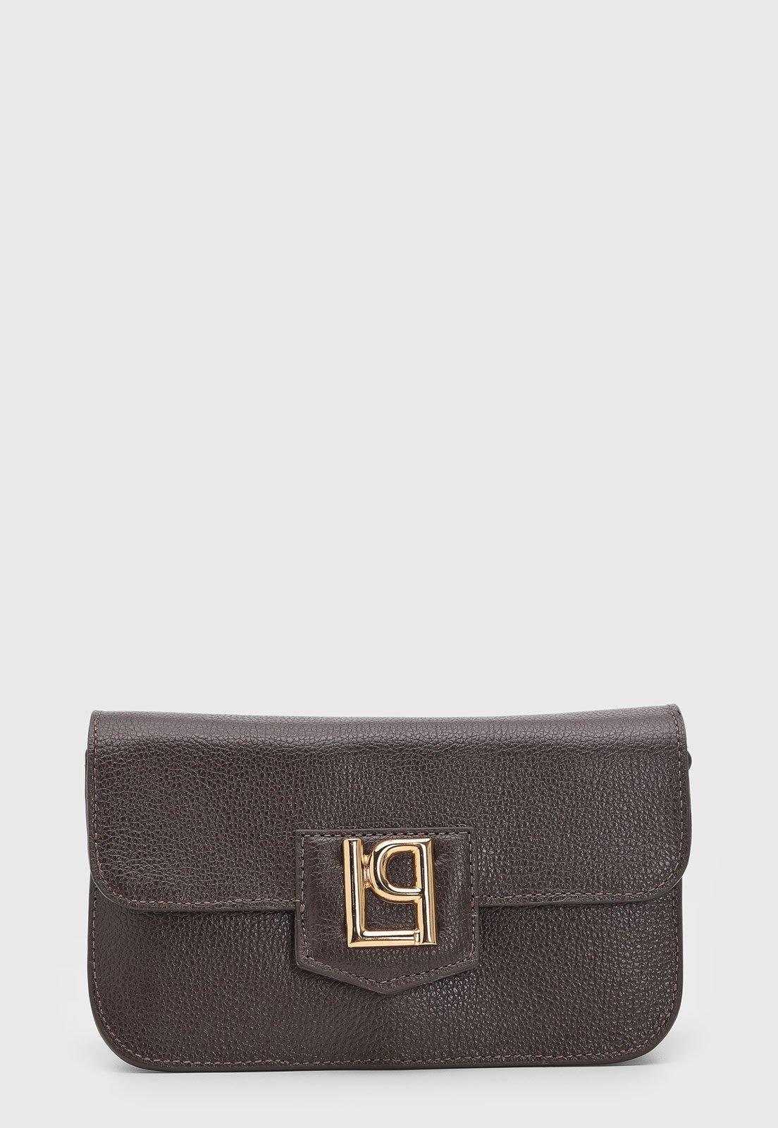 Bolsa Feminina Lança Perfume Fecho Metálico Marrom Escuro