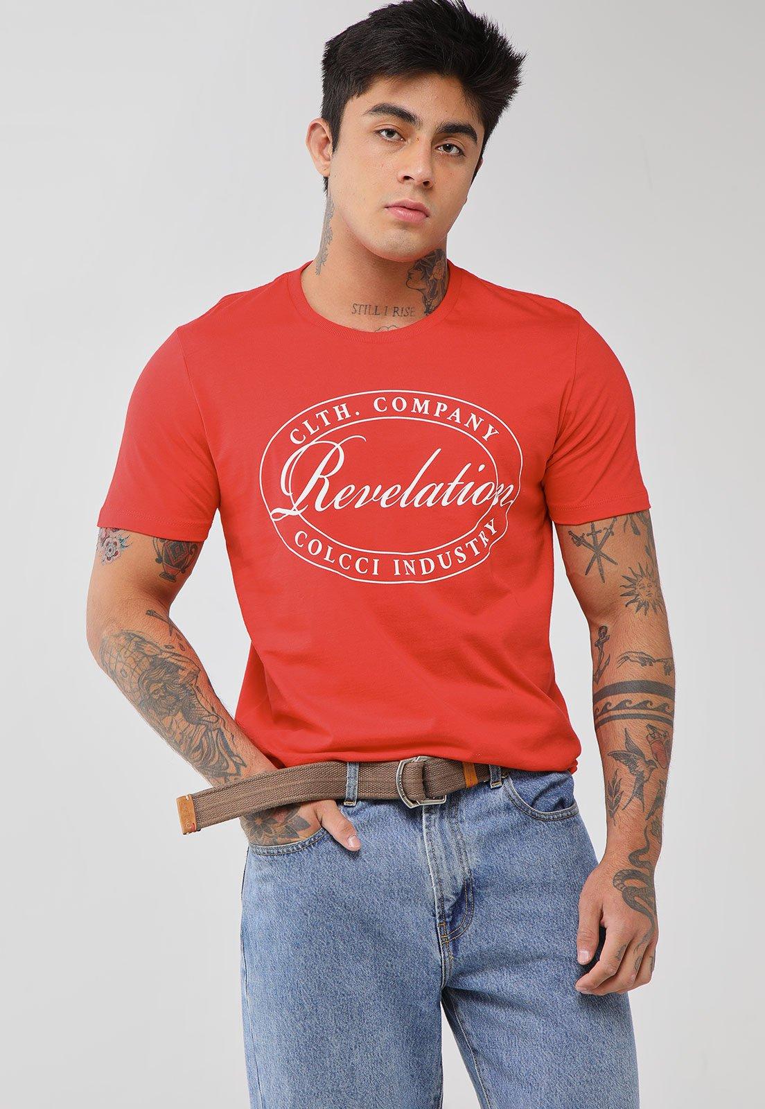 Camiseta Masculina Colcci Logo Revelation Vermelha