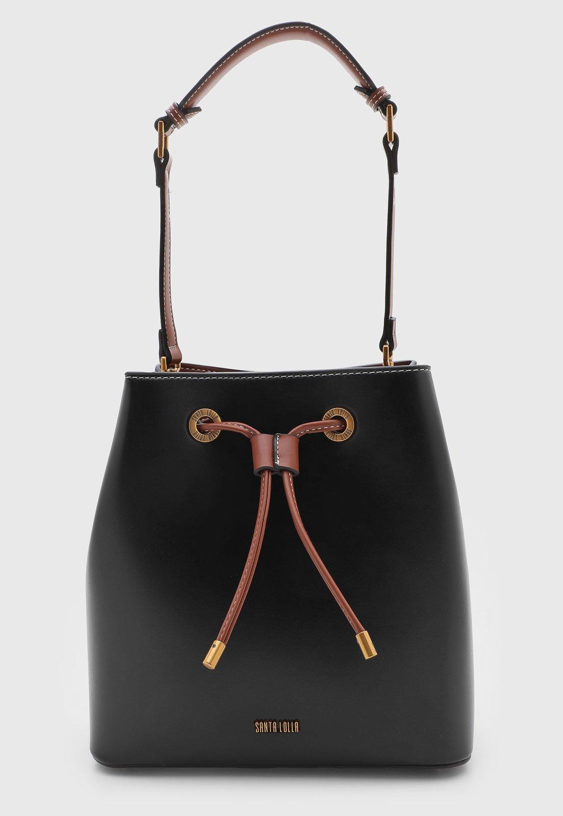 Bolsa Feminina Santa Lolla Cilíndrica Alça Contraste Preta