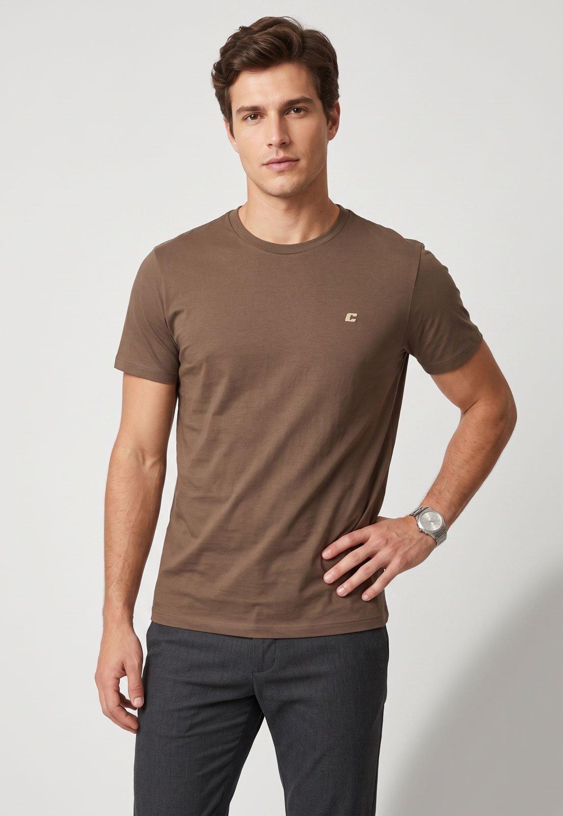 Camiseta Masculina Colcci Gola Redonda Marrom