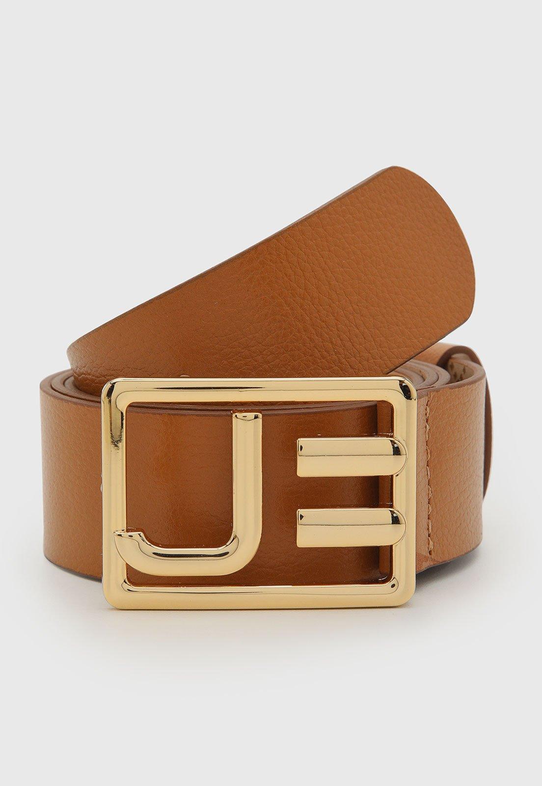 Cinto Feminino Jorge Bischoff Couro Fivela Dourada Caramelo