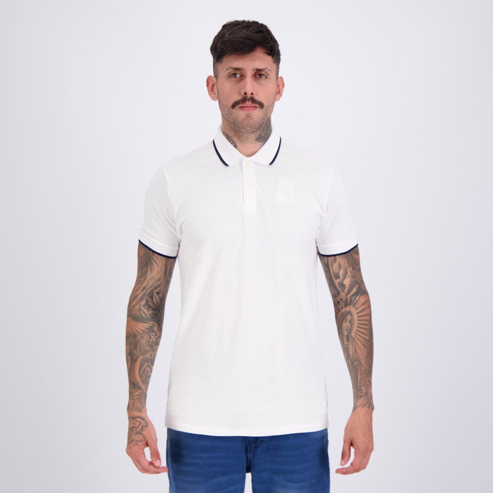Polo Aramis Classic 1 Friso Branco e Marinho