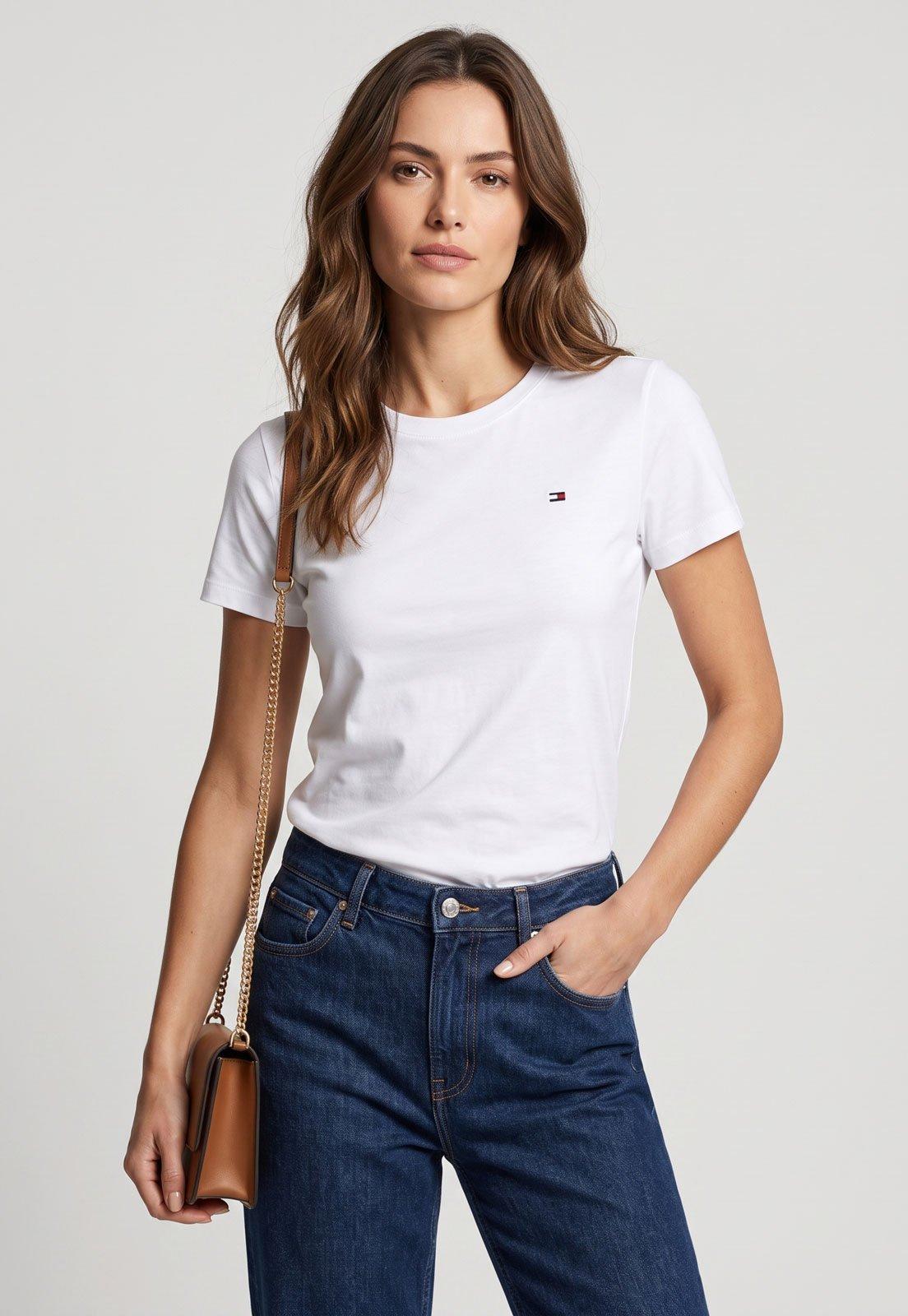 Camiseta Feminina Tommy Hilfiger Heritage Branca