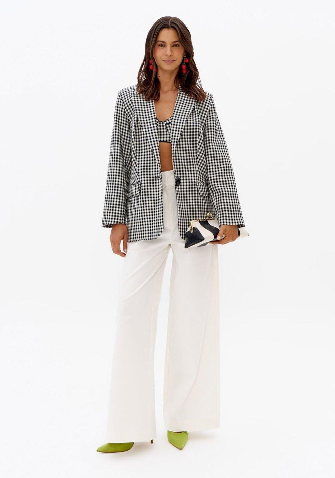 Blazer Oversized Alongado Xadrez Lança Perfume