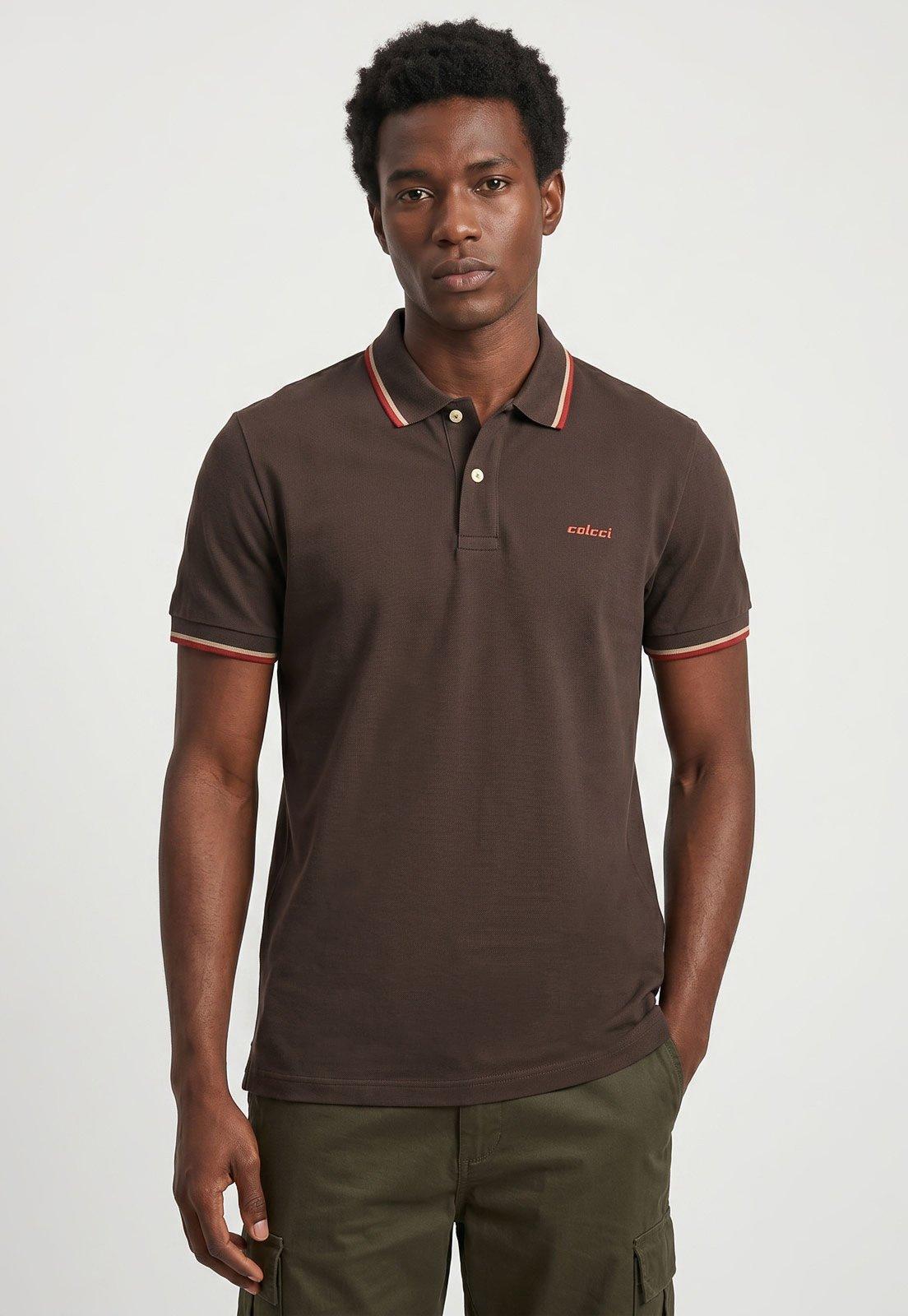 Polo Masculina Colcci Logo Marrom