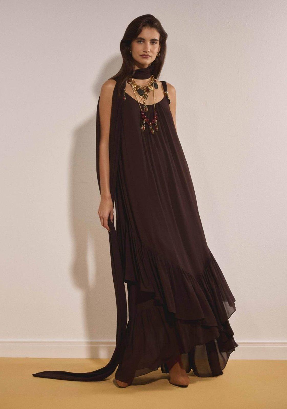 Vestido Assimétrico De Chiffon Lança Perfume