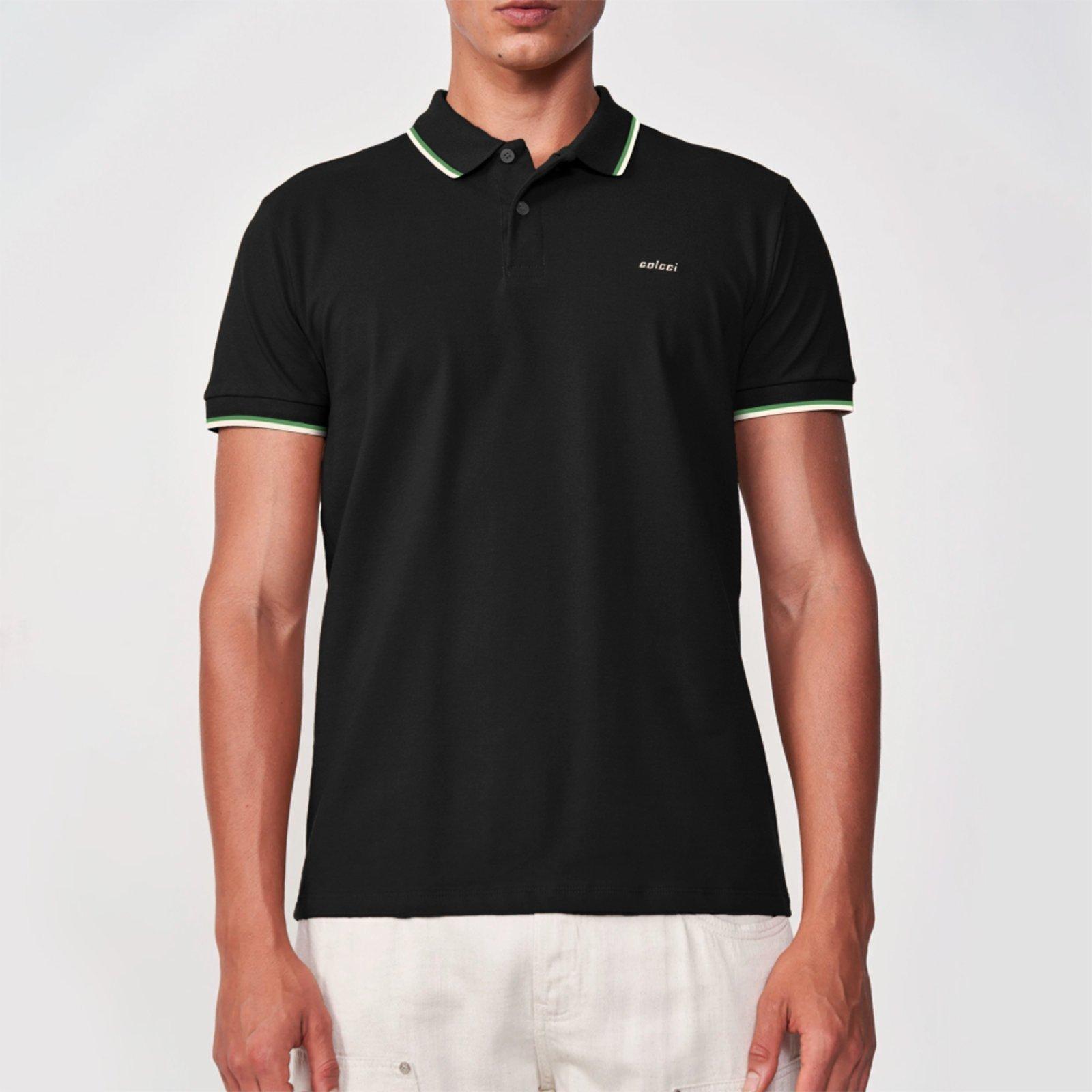 Camisa Polo Colcci 2 Lines In25 Preto Masculino