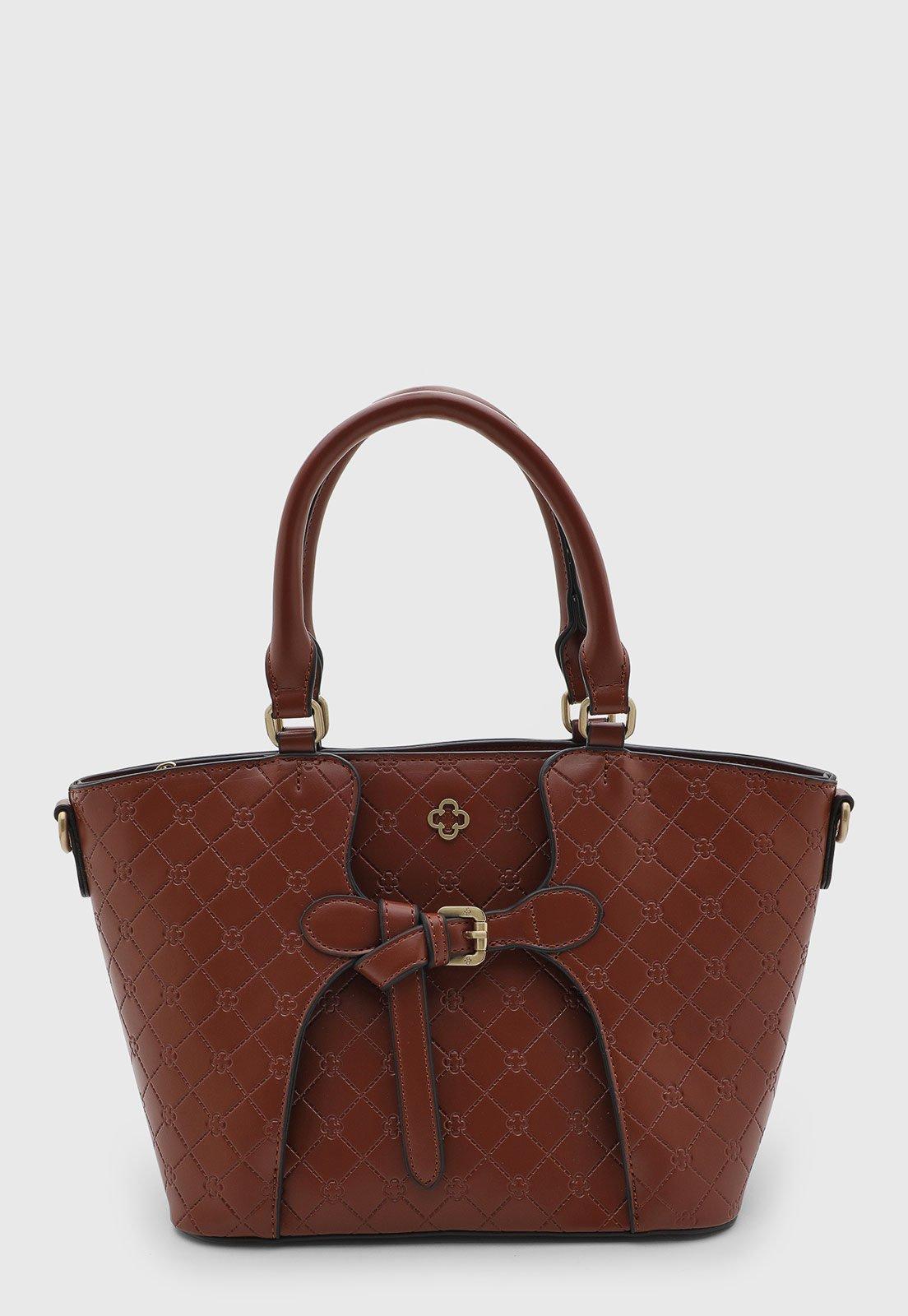 Bolsa Feminina Capodarte Grande Detalhe Laço Marrom