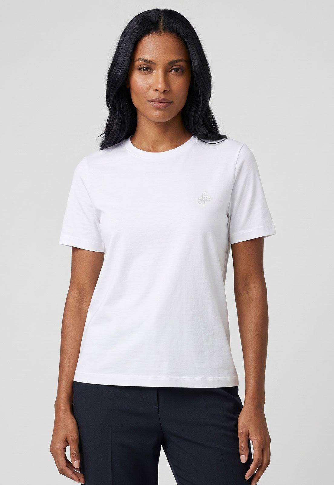 Camiseta Feminina Lança Perfume Decote Redondo Branca