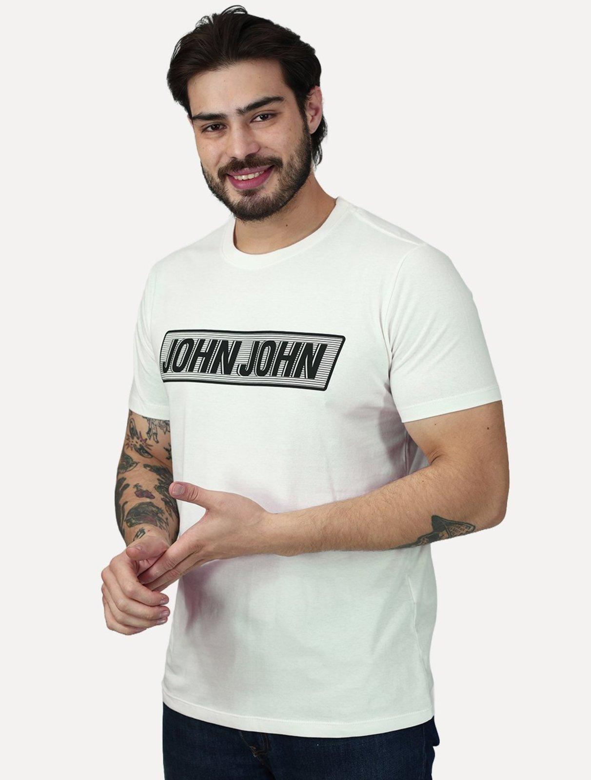 Camiseta John John Masculina Slim Fit Guide Off White