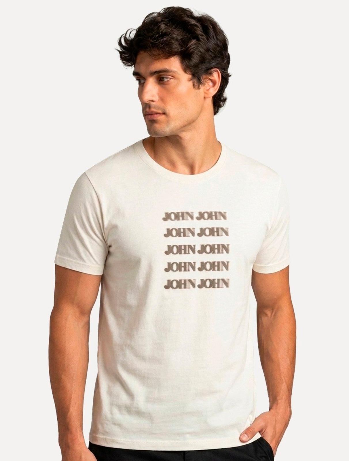 Camiseta John John Masculina Slim Fit Haze Off White