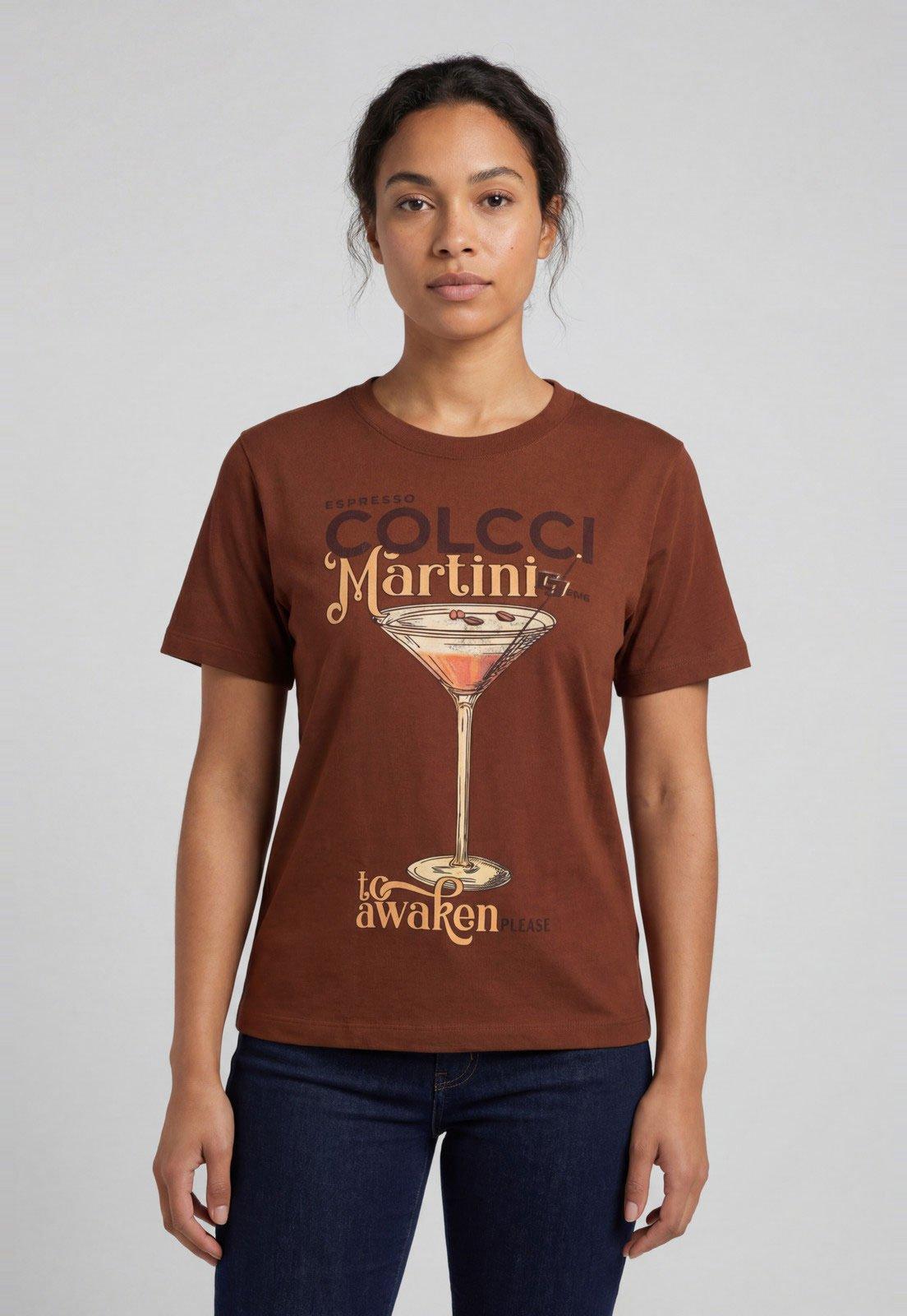 Camiseta Feminina Colcci Estampa Frontal Marrom