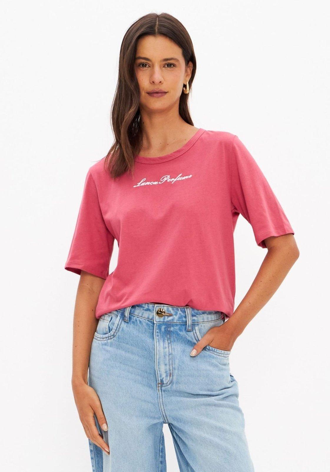 T-shirt Manga Curta Com Bordado Lança Perfume