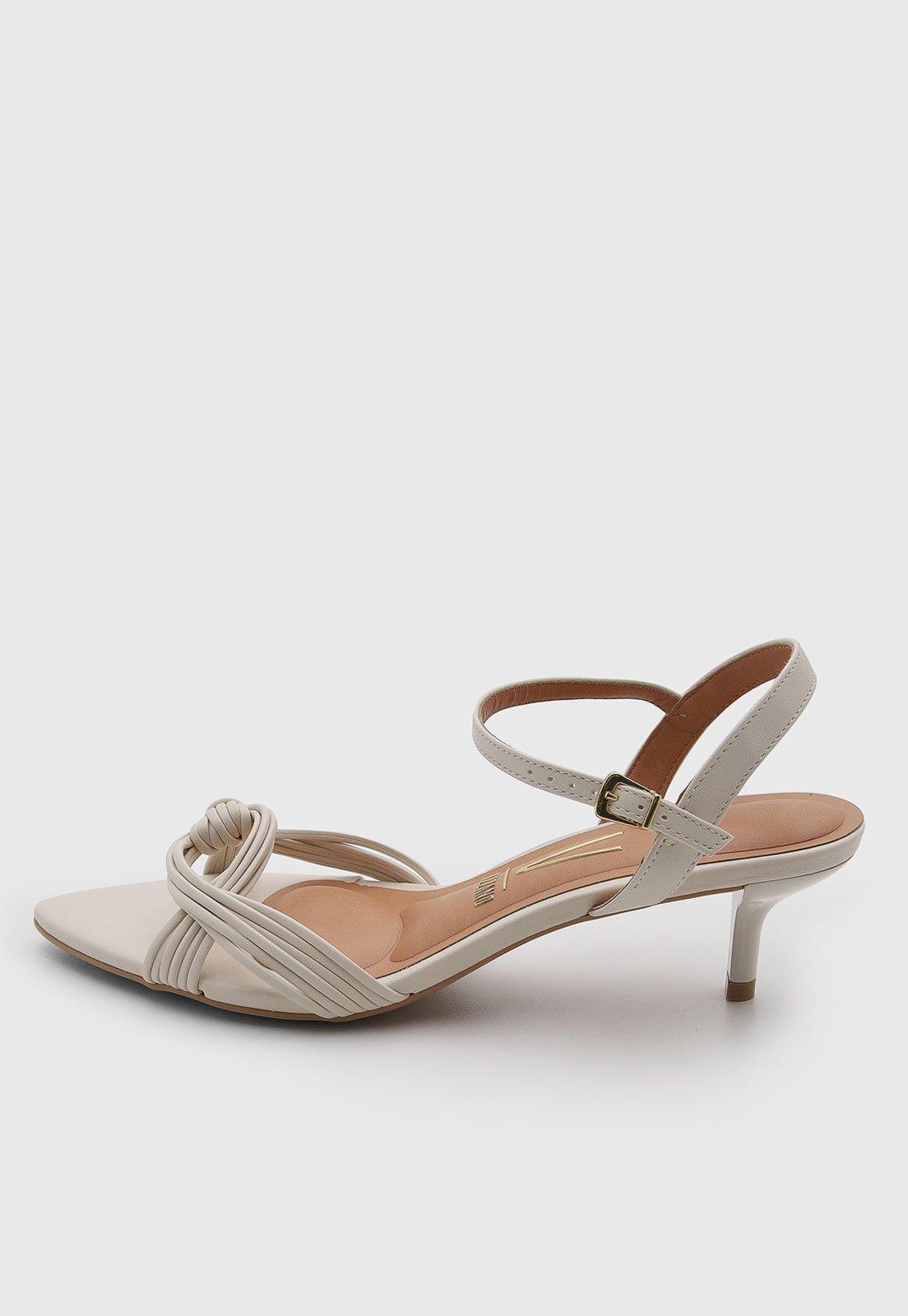 Sandália Feminina Vizzano Salto Médio Tiras Sintético Off-white