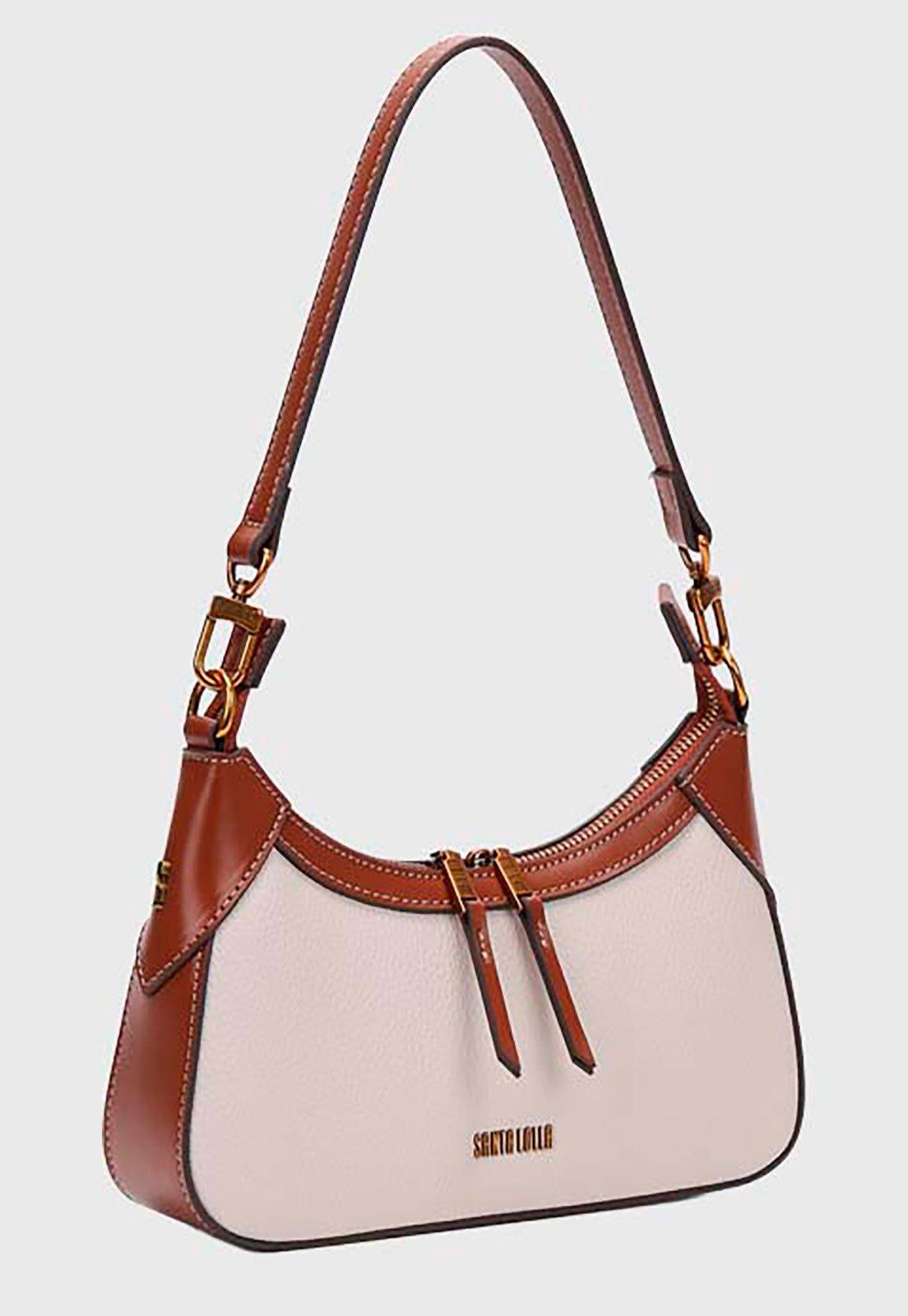 Bolsa Feminina Santa Lolla Alça Ajustável Bicolor Marrom