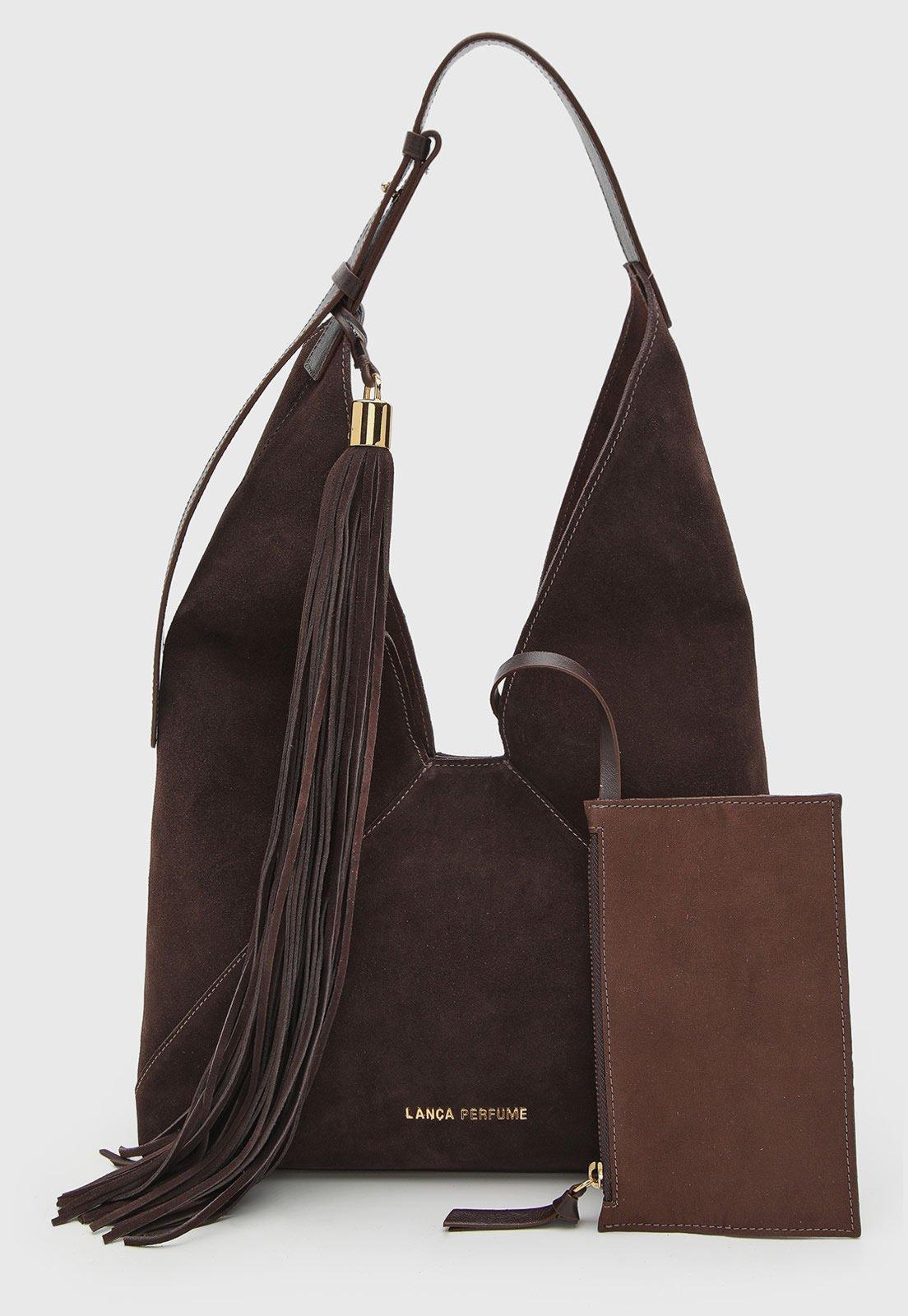 Bolsa Feminina Lança Perfume e Necessaire Couro Marrom