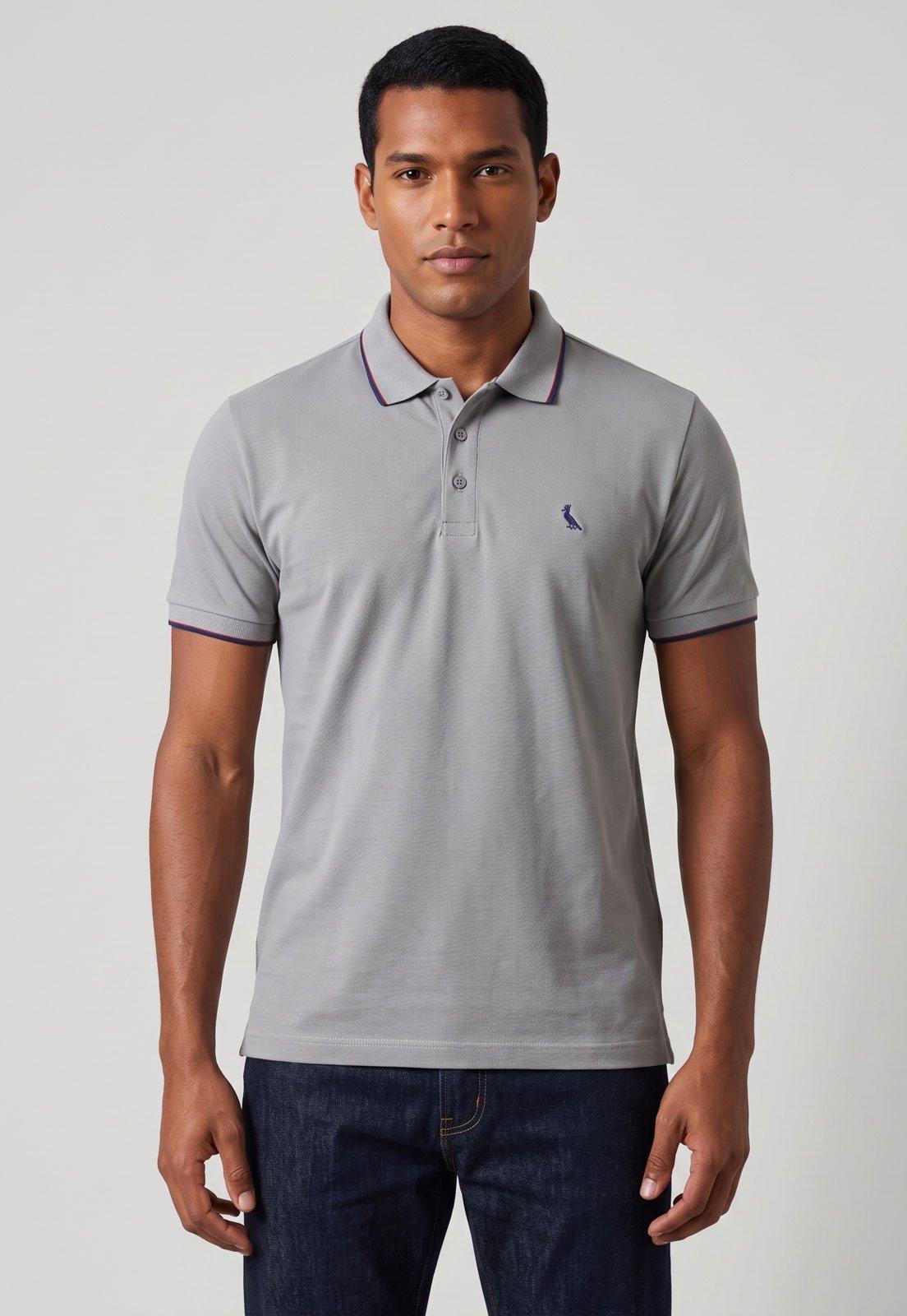 Camisa Polo Masculina Reserva Friso Cinza