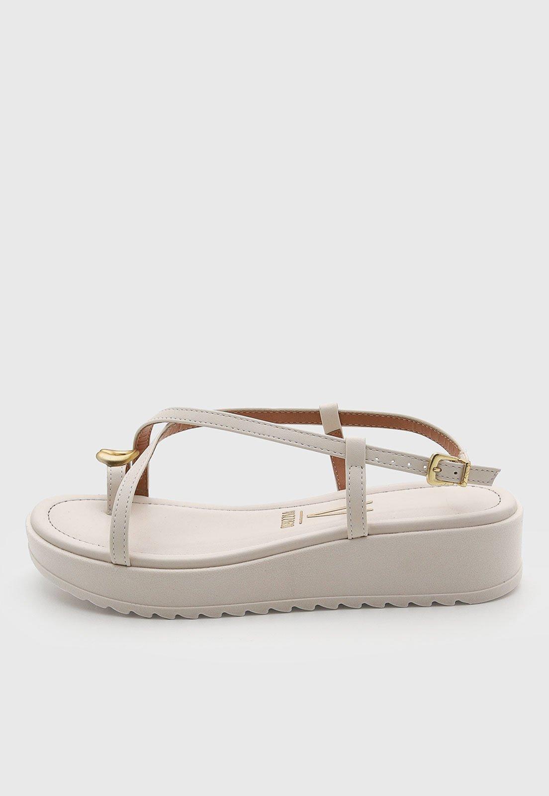 Sandália Feminina Vizzano Salto Médio Off-White